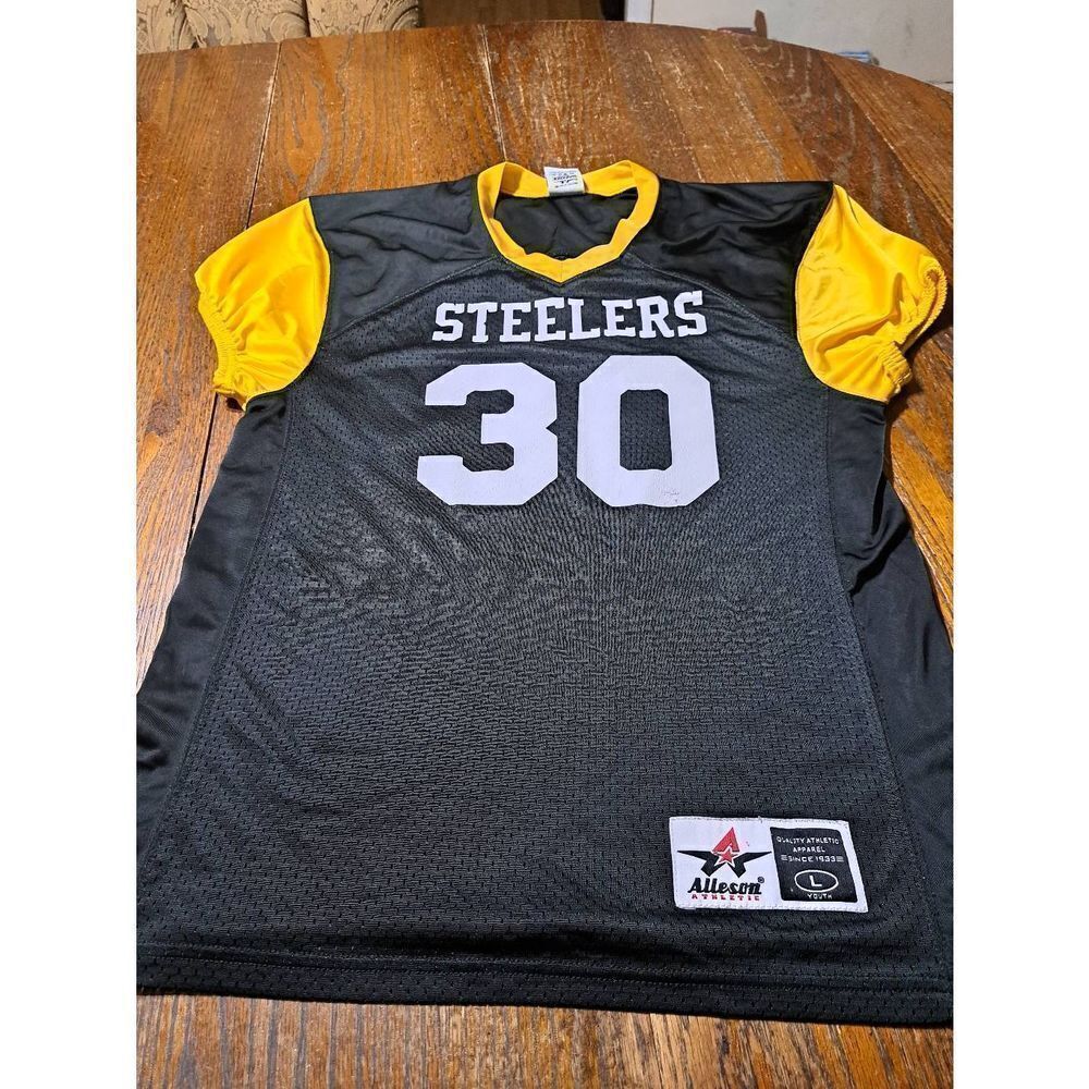 Youth Large Steelers 30 Football Jersey Alleson Athletics Miller Black Yellow